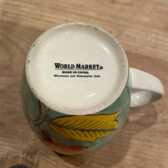 Cost Plus World Market Colorful bird botanical teal floral coffee tea mug - Picture 4 of 10